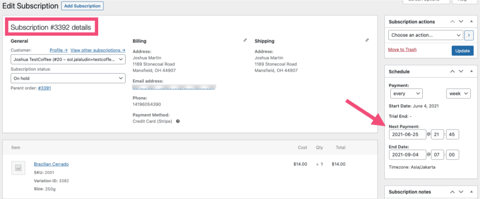 "Next Payment" date field 